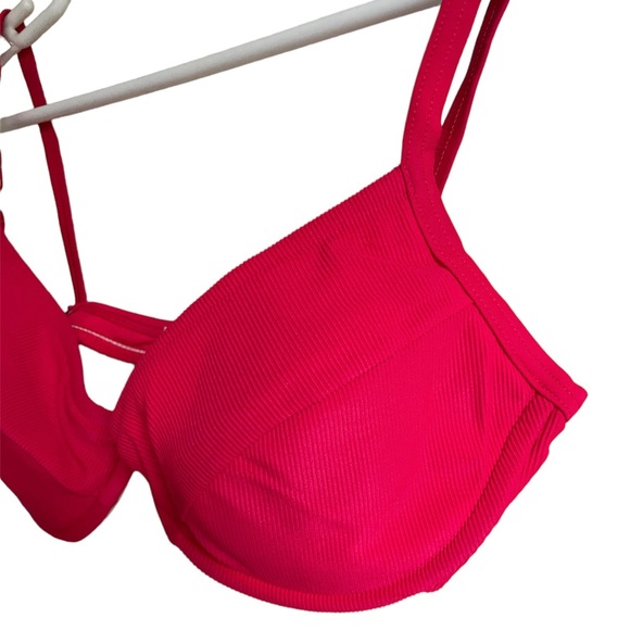 Fit System vintage underwire bikini top ribbed fire engine red BoxA size 10 - Picture 2 of 9
